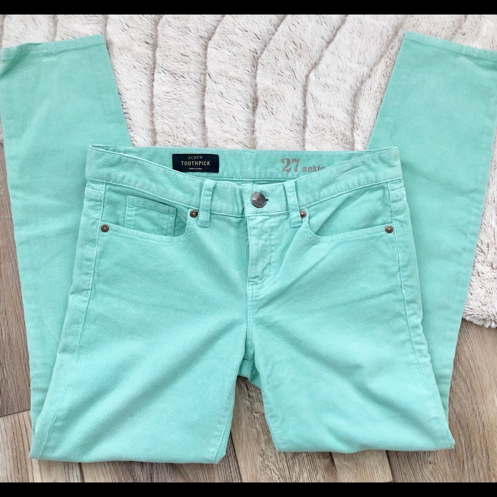 J. Crew Mint Green Toothpick Cord Sz 27
